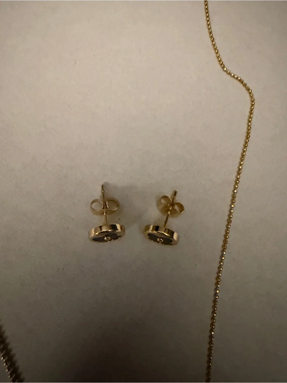 Minnie Mouse necklace- pink enamel bow charm, 18K GP chain w/Small stud earrings